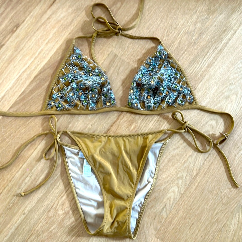 La Perla bikini gold with beading. Size 44